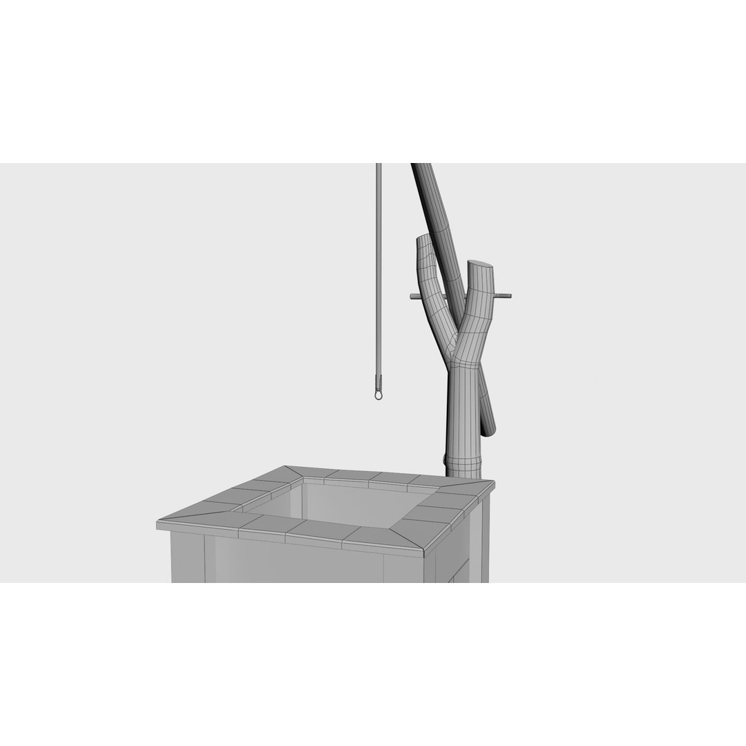 Wooden Water Well 3D Model – Low Poly Historic Asset, FBX - View 32