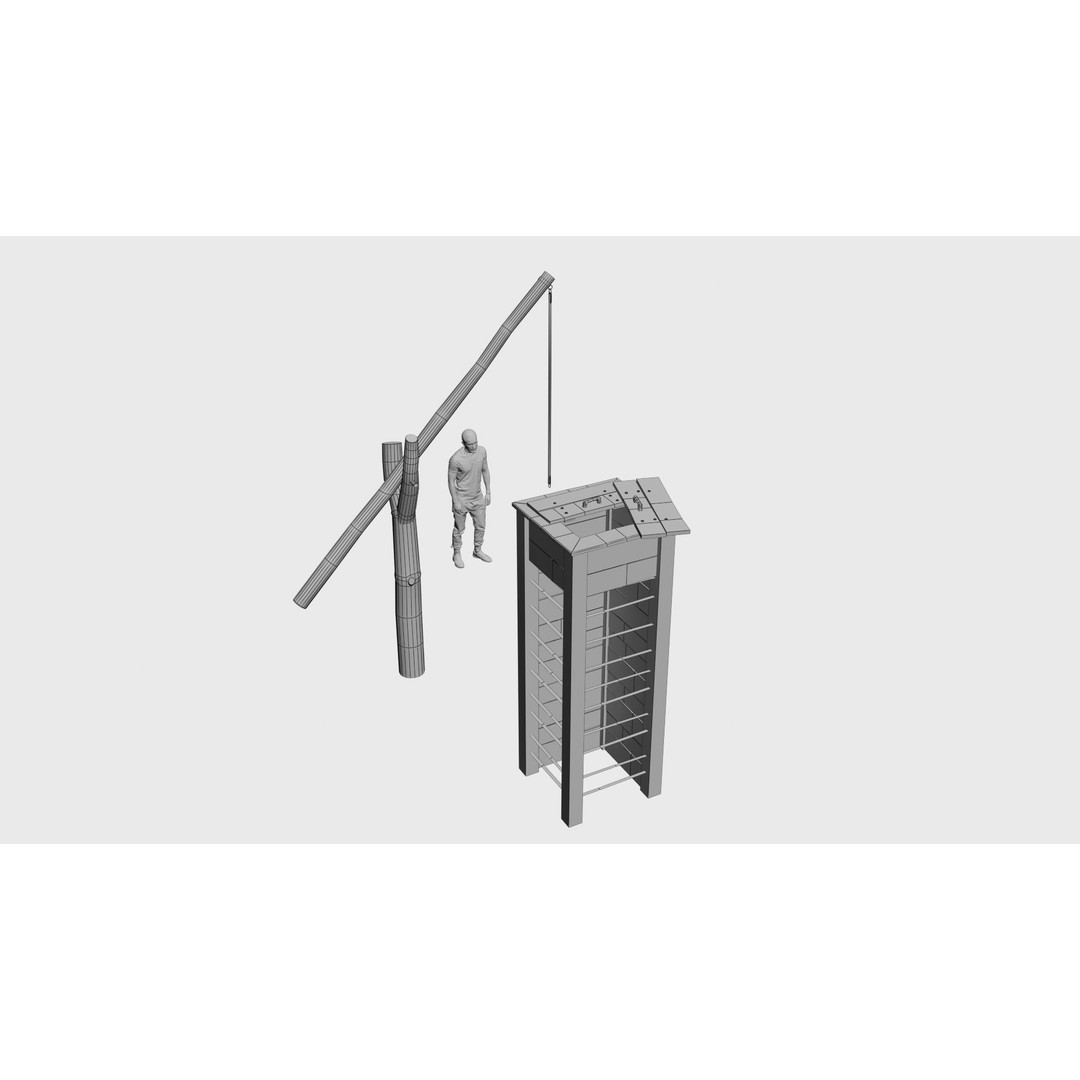 Wooden Water Well 3D Model – Low Poly Historic Asset, FBX - View 4