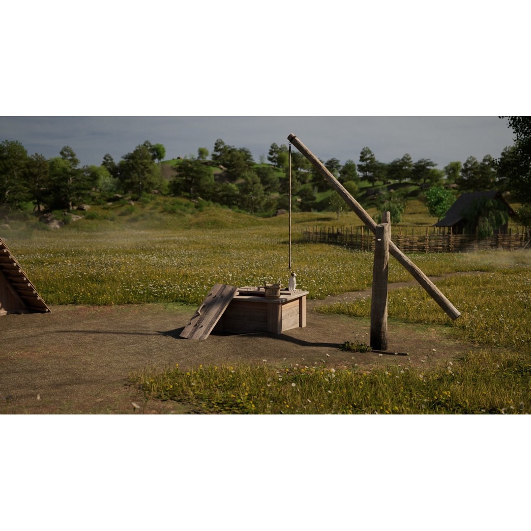 Wooden Water Well 3D Model – Low Poly Historic Asset, FBX - View 5