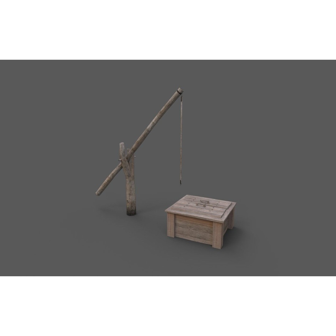 Wooden Water Well 3D Model – Low Poly Historic Asset, FBX - View 7