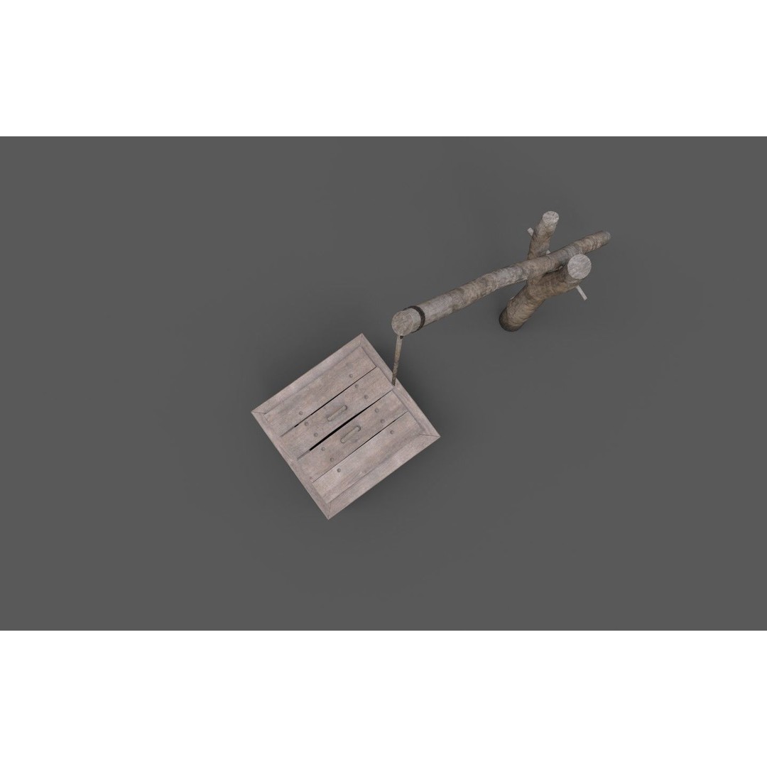 Wooden Water Well 3D Model – Low Poly Historic Asset, FBX - View 8