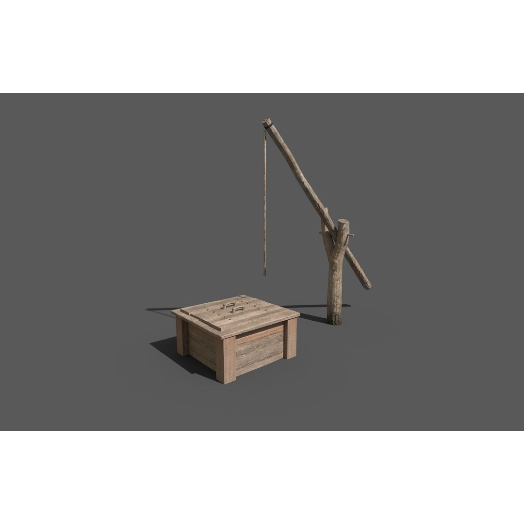 Wooden Water Well 3D Model – Low Poly Historic Asset, FBX - View 9
