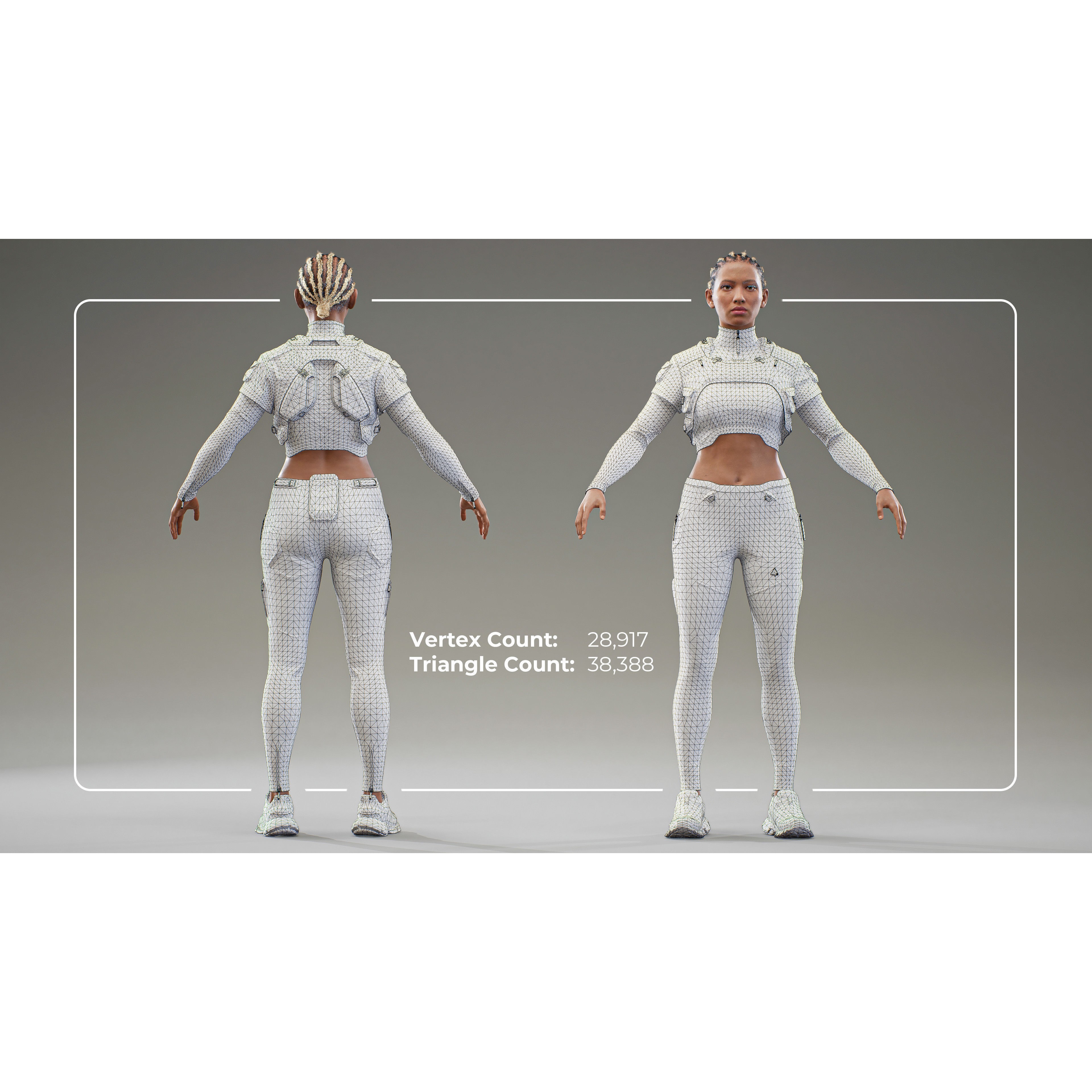 Sasha Stride - Low-Poly Game-Ready 3D Model - View 12