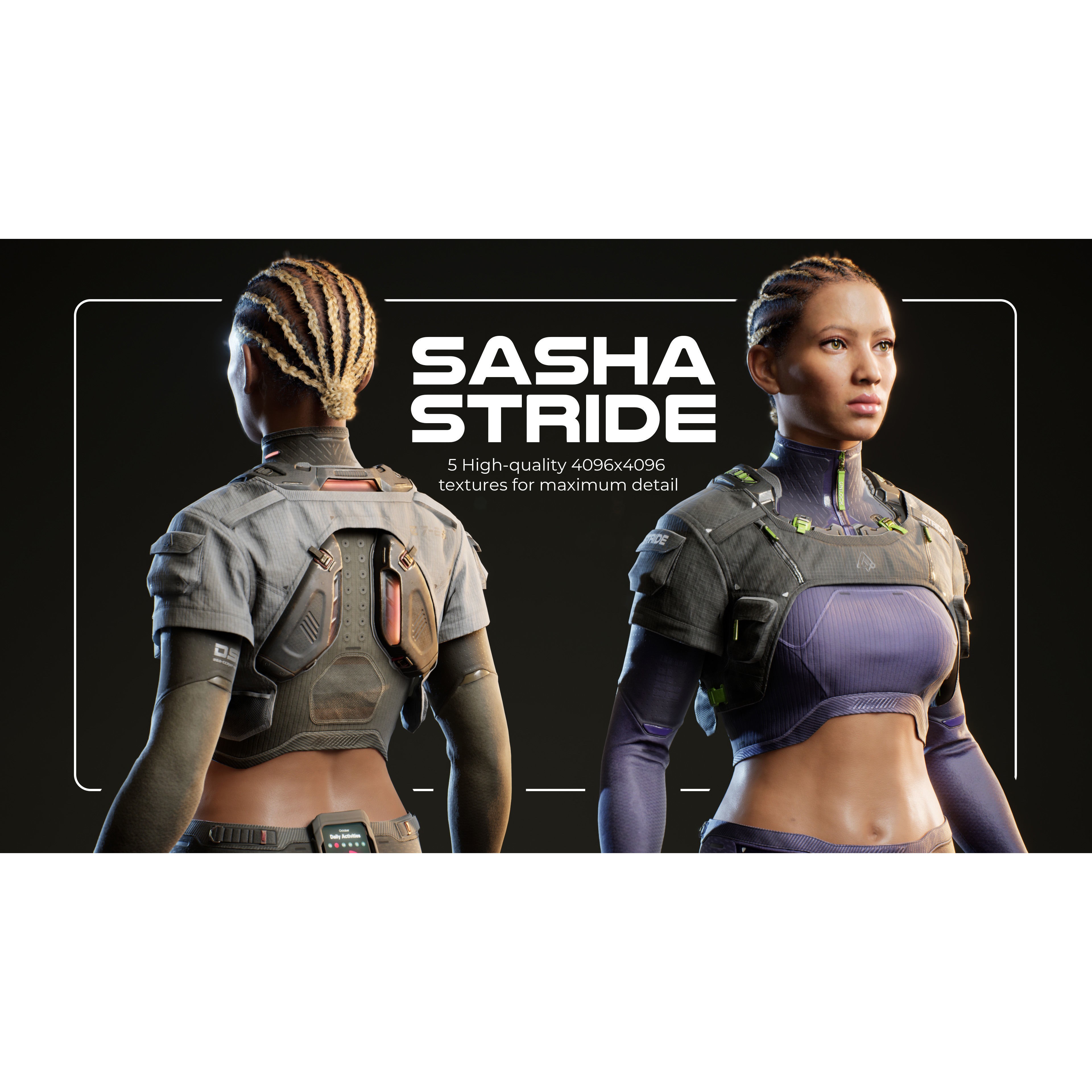 Sasha Stride - Low-Poly Game-Ready 3D Model - View 5