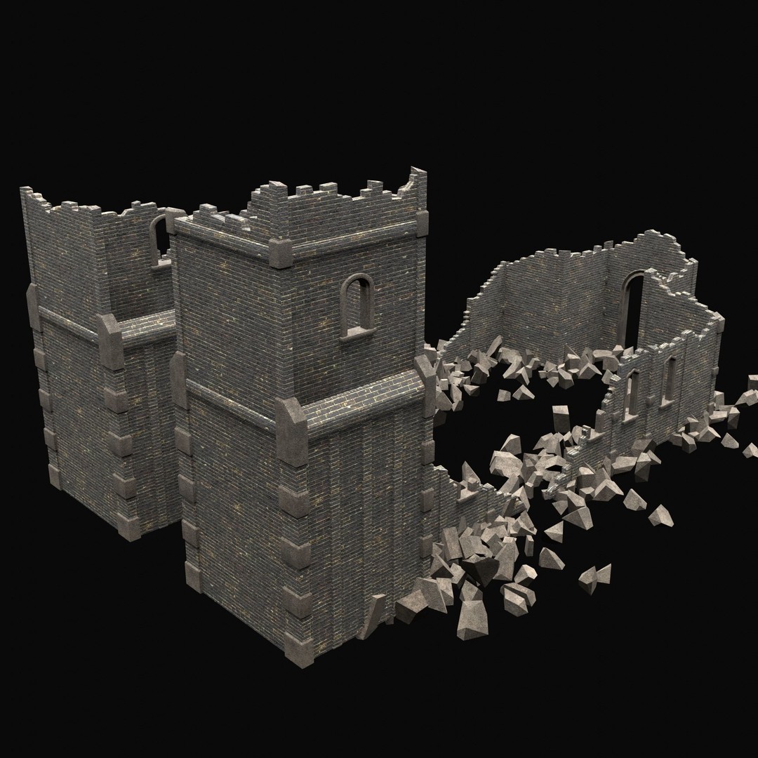 Ruined Medieval Church 3D Model – Low Poly Game Asset, FBX, PBR - View 17