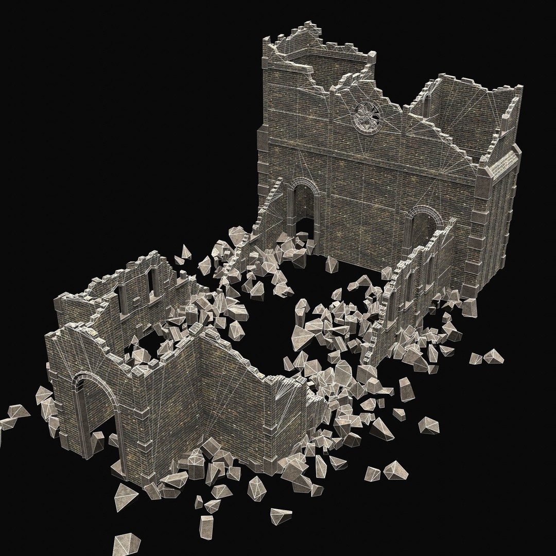 Ruined Medieval Church 3D Model – Low Poly Game Asset, FBX, PBR - View 18