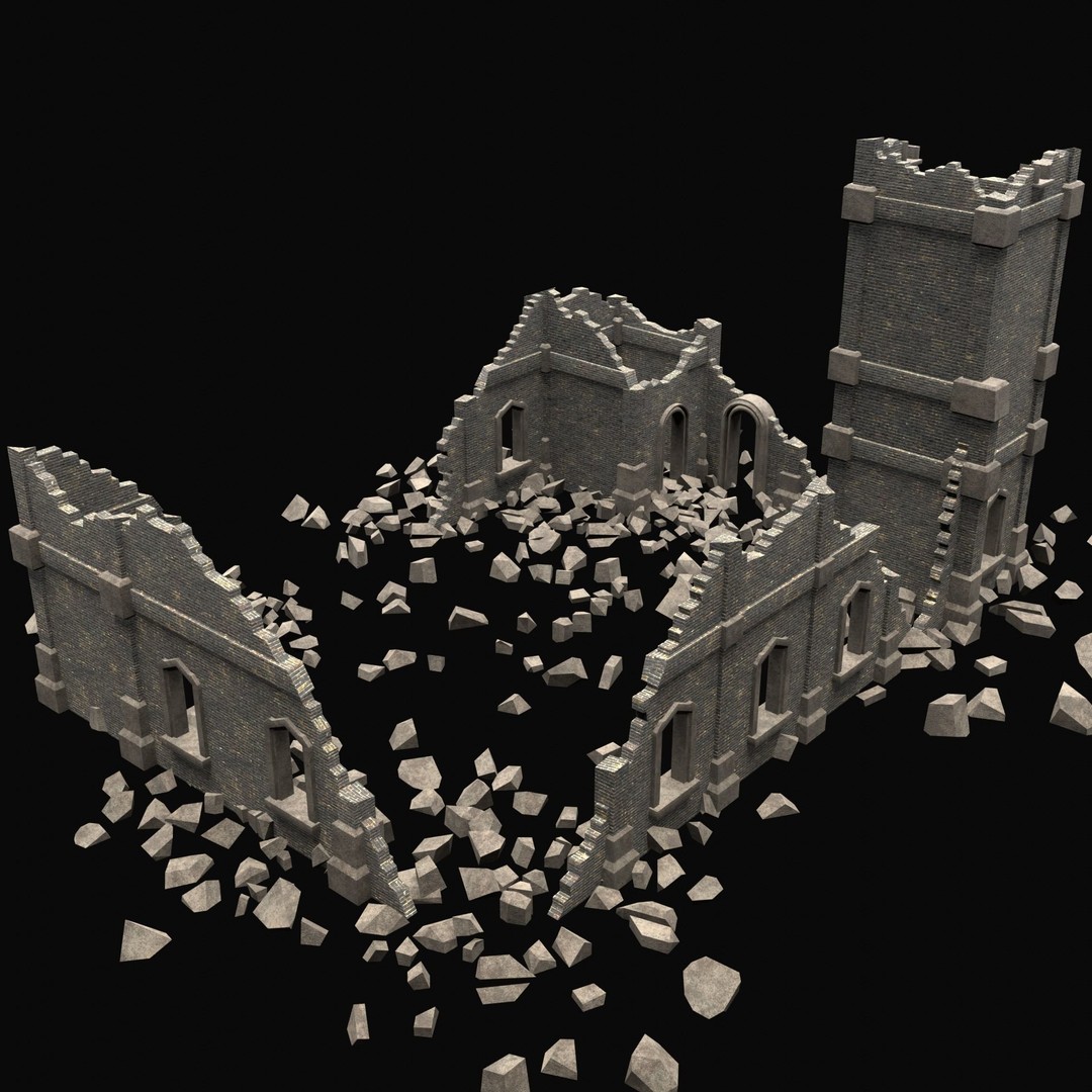 Ruined Medieval Church 3D Model – Low Poly Game Asset, FBX, PBR - View 21