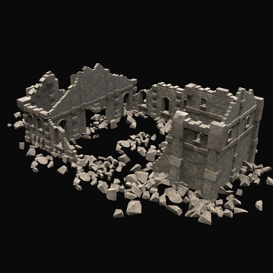 Ruined Medieval Church 3D Model – Low Poly Game Asset, FBX, PBR - View 28