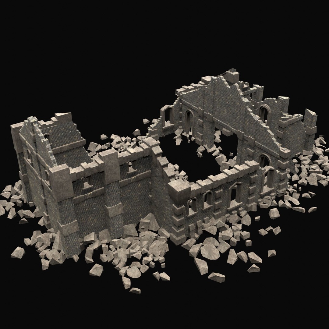 Ruined Medieval Church 3D Model – Low Poly Game Asset, FBX, PBR - View 29