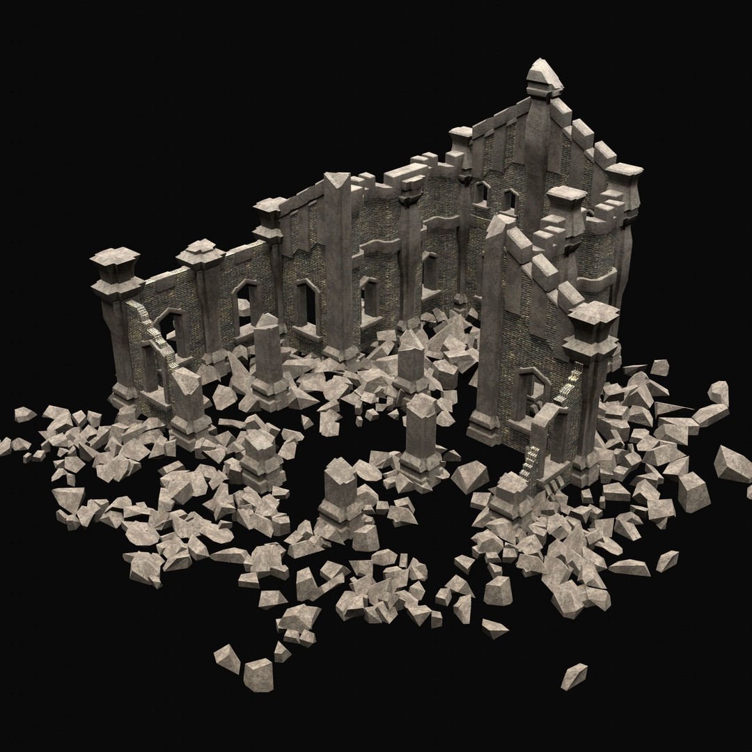 Ruined Medieval Church 3D Model – Low Poly Game Asset, FBX, PBR - View 31