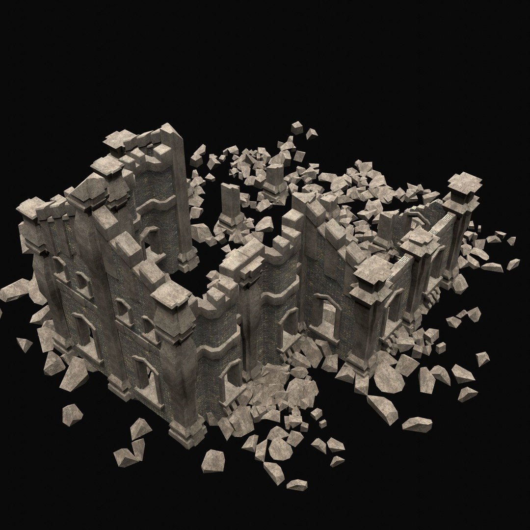 Ruined Medieval Church 3D Model – Low Poly Game Asset, FBX, PBR - View 32