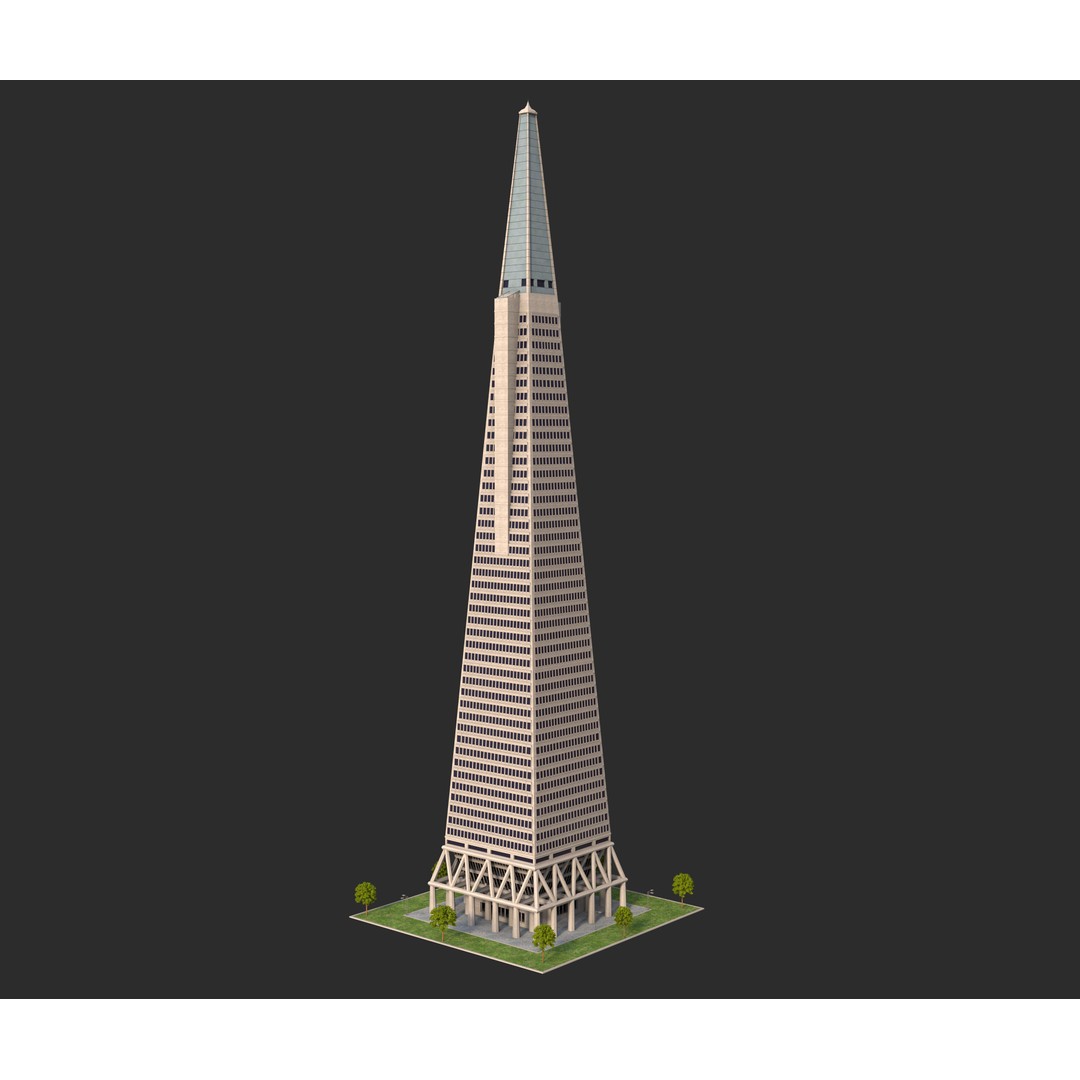 Transamerica Pyramid 3D Model – Architectural Landmark, FBX, Blender - View 3