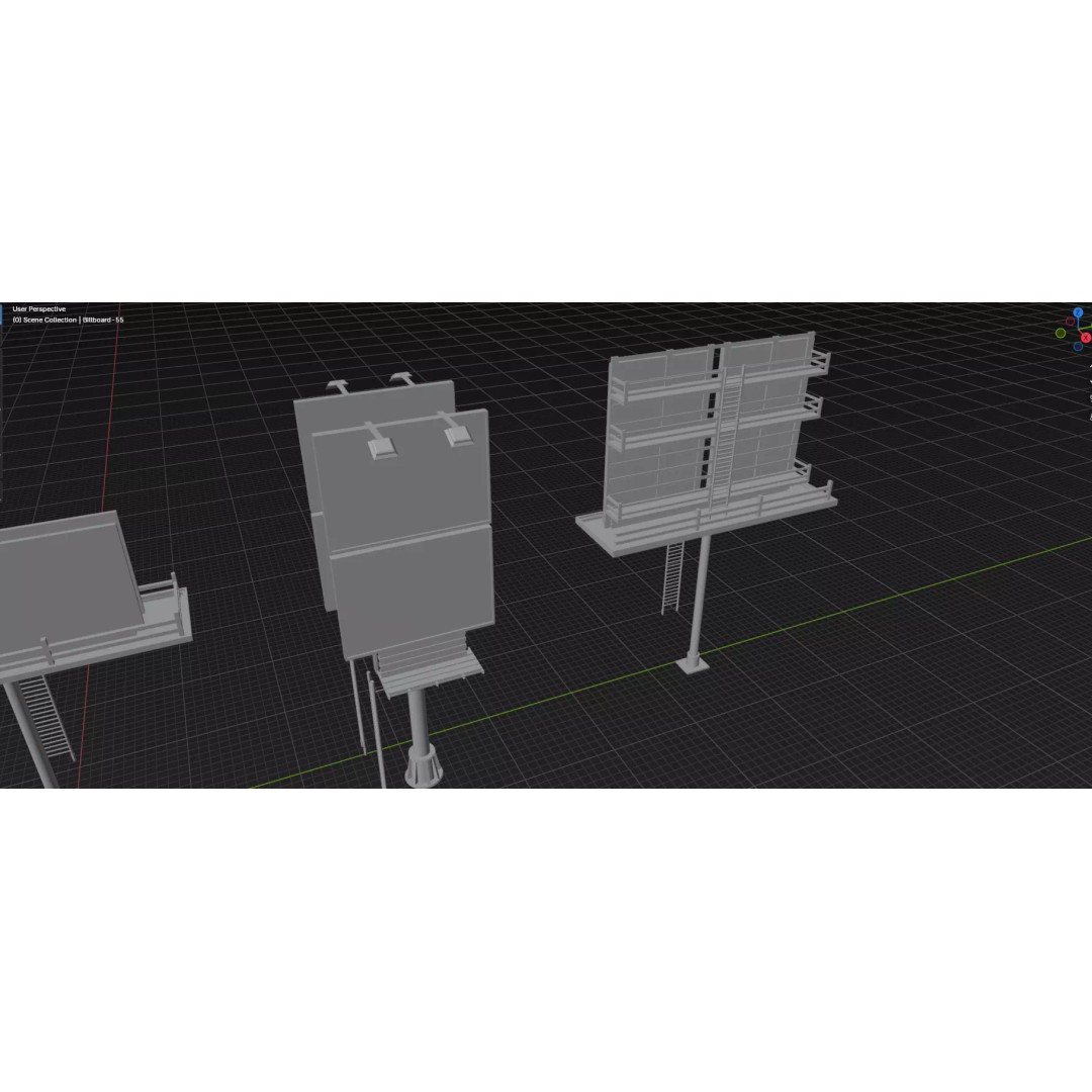 Billboard 3D Model – Diverse Advertisement Pack, FBX & OBJ Formats