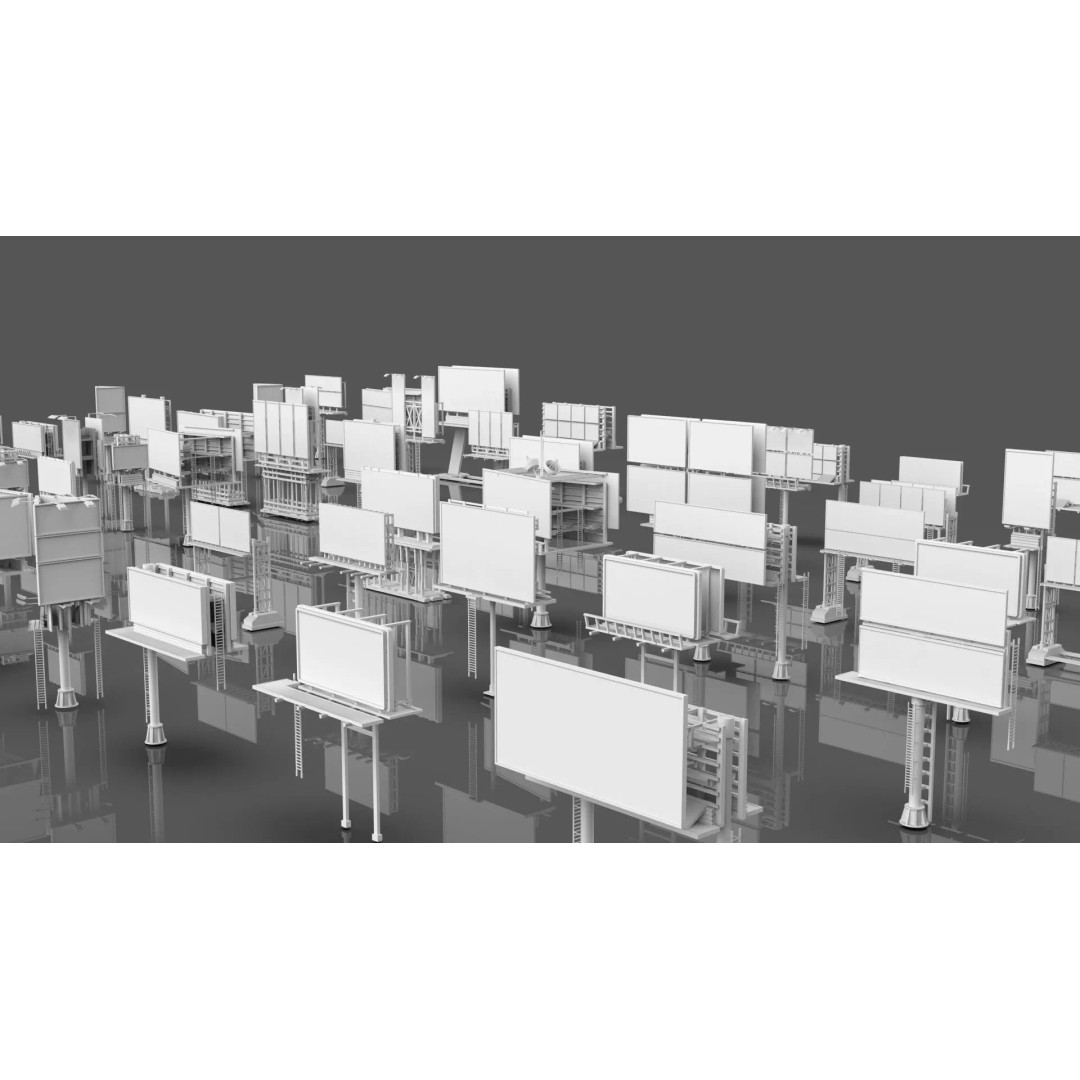 Billboard 3D Model – Diverse Advertisement Pack, FBX & OBJ Formats - View 10