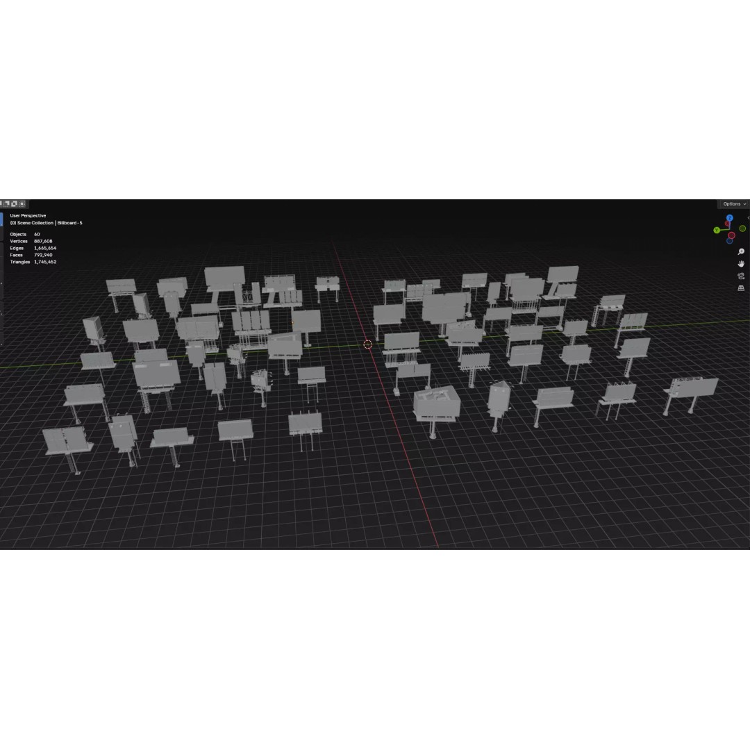 Billboard 3D Model – Diverse Advertisement Pack, FBX & OBJ Formats - View 13