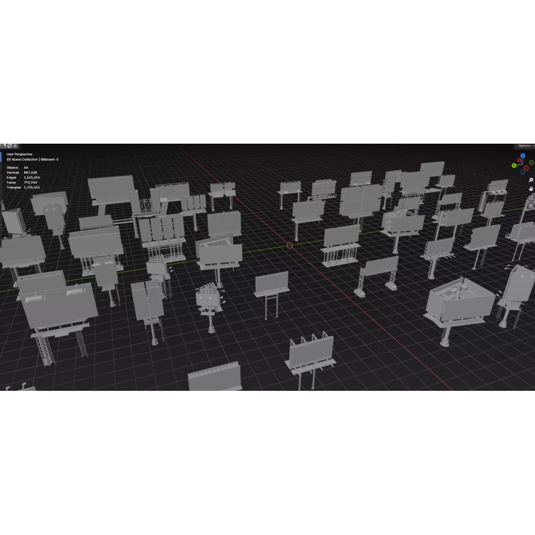 Billboard 3D Model – Diverse Advertisement Pack, FBX & OBJ Formats - View 14