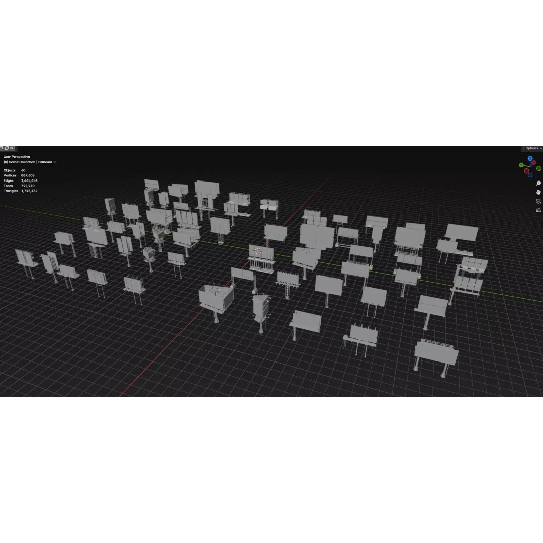 Billboard 3D Model – Diverse Advertisement Pack, FBX & OBJ Formats - View 15