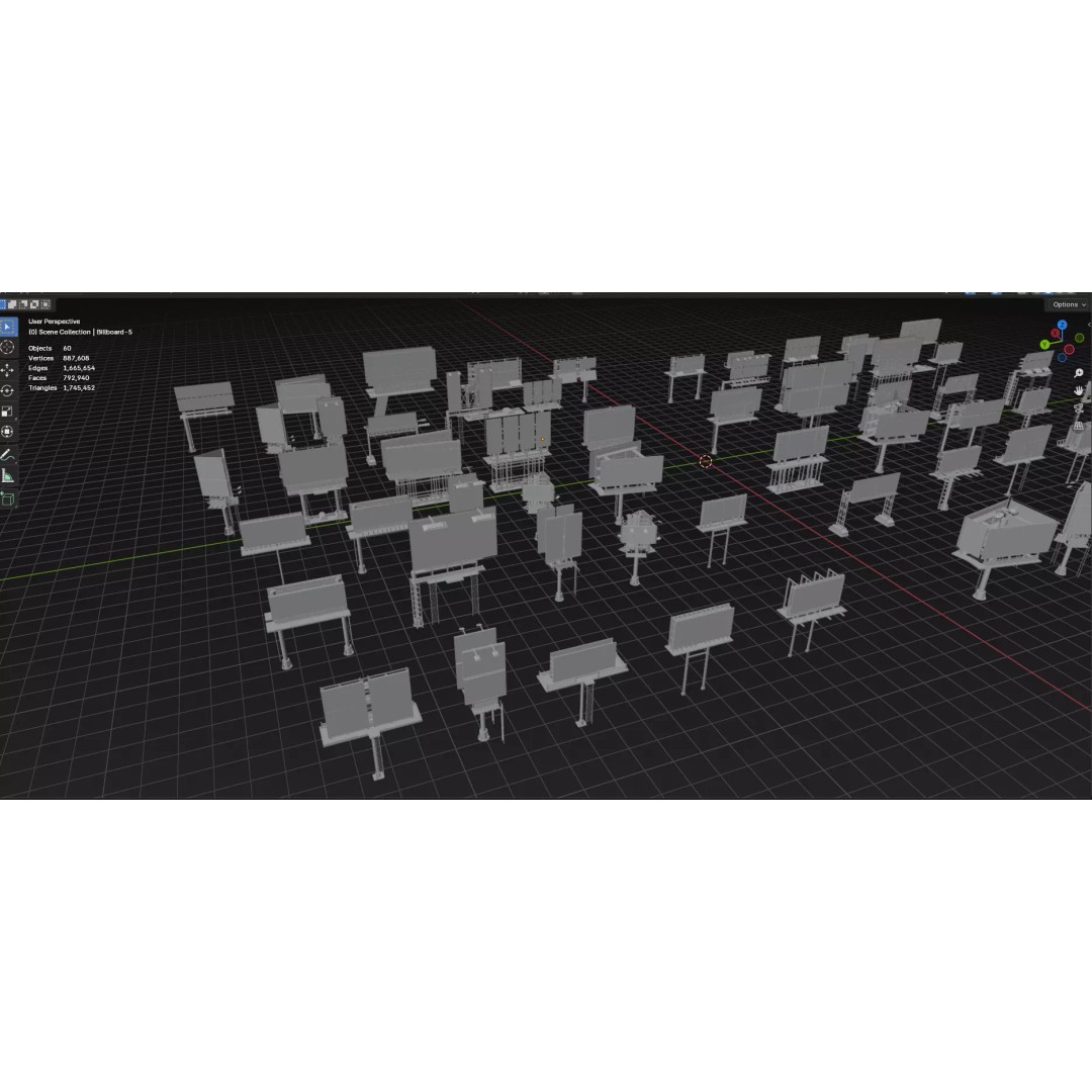 Billboard 3D Model – Diverse Advertisement Pack, FBX & OBJ Formats - View 17
