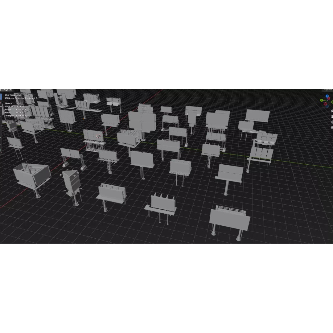 Billboard 3D Model – Diverse Advertisement Pack, FBX & OBJ Formats - View 18