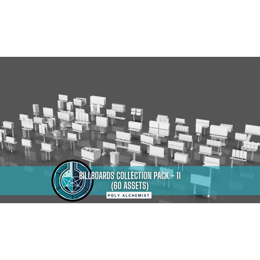 Billboard 3D Model – Diverse Advertisement Pack, FBX & OBJ Formats - View 2