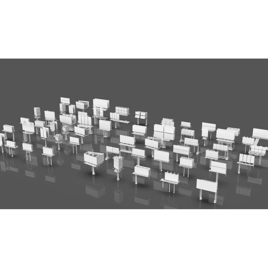 Billboard 3D Model – Diverse Advertisement Pack, FBX & OBJ Formats - View 4