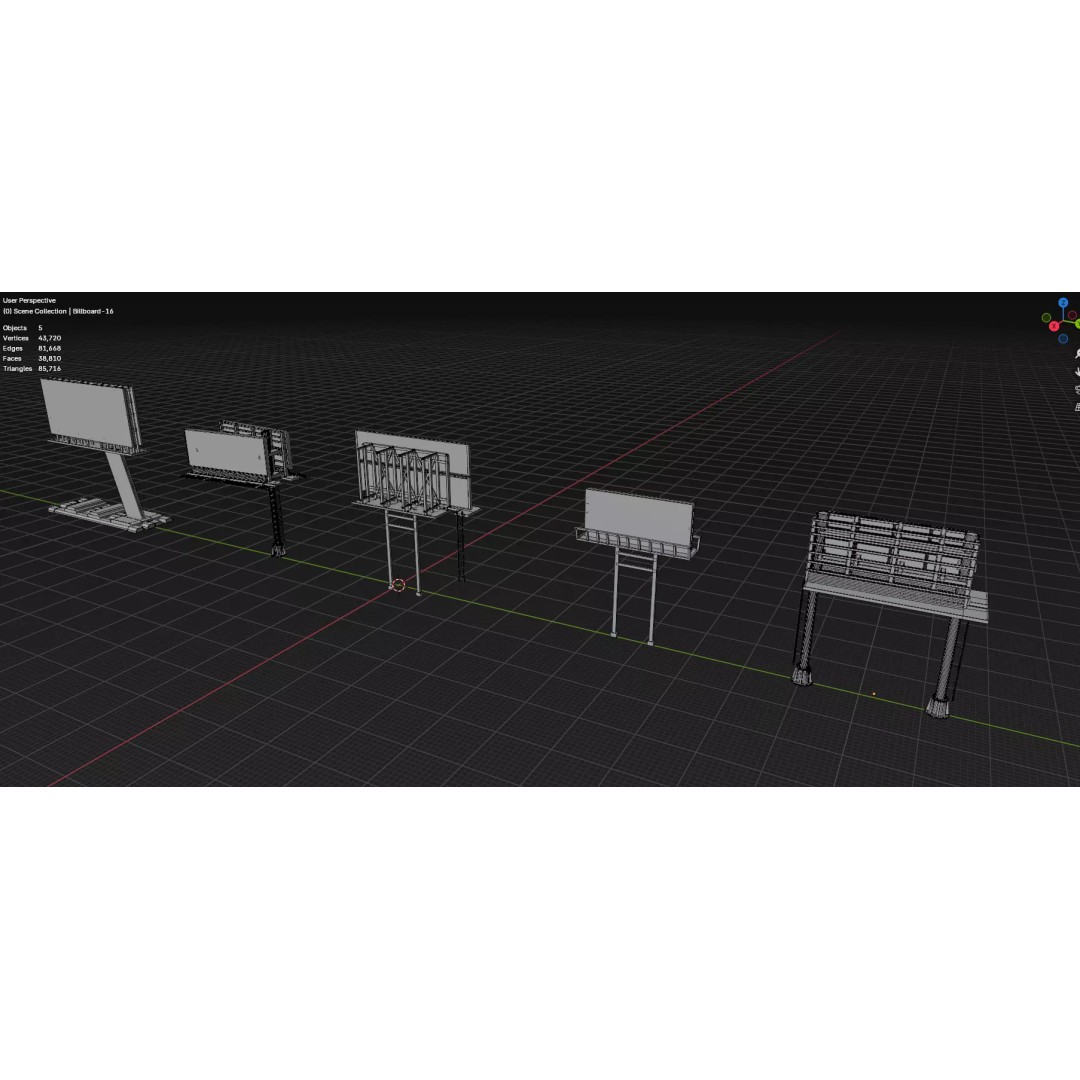Billboard 3D Model – Diverse Advertisement Pack, FBX & OBJ Formats - View 49