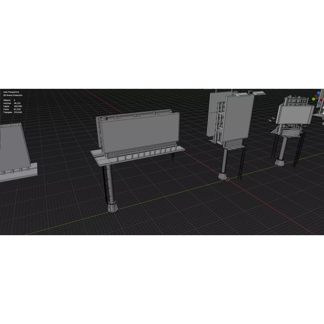 Billboard 3D Model – Diverse Advertisement Pack, FBX & OBJ Formats - View 53