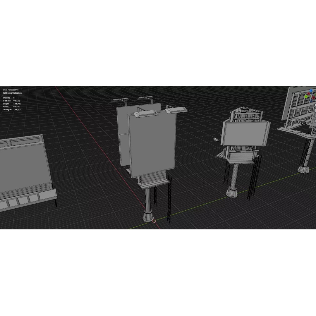Billboard 3D Model – Diverse Advertisement Pack, FBX & OBJ Formats - View 54