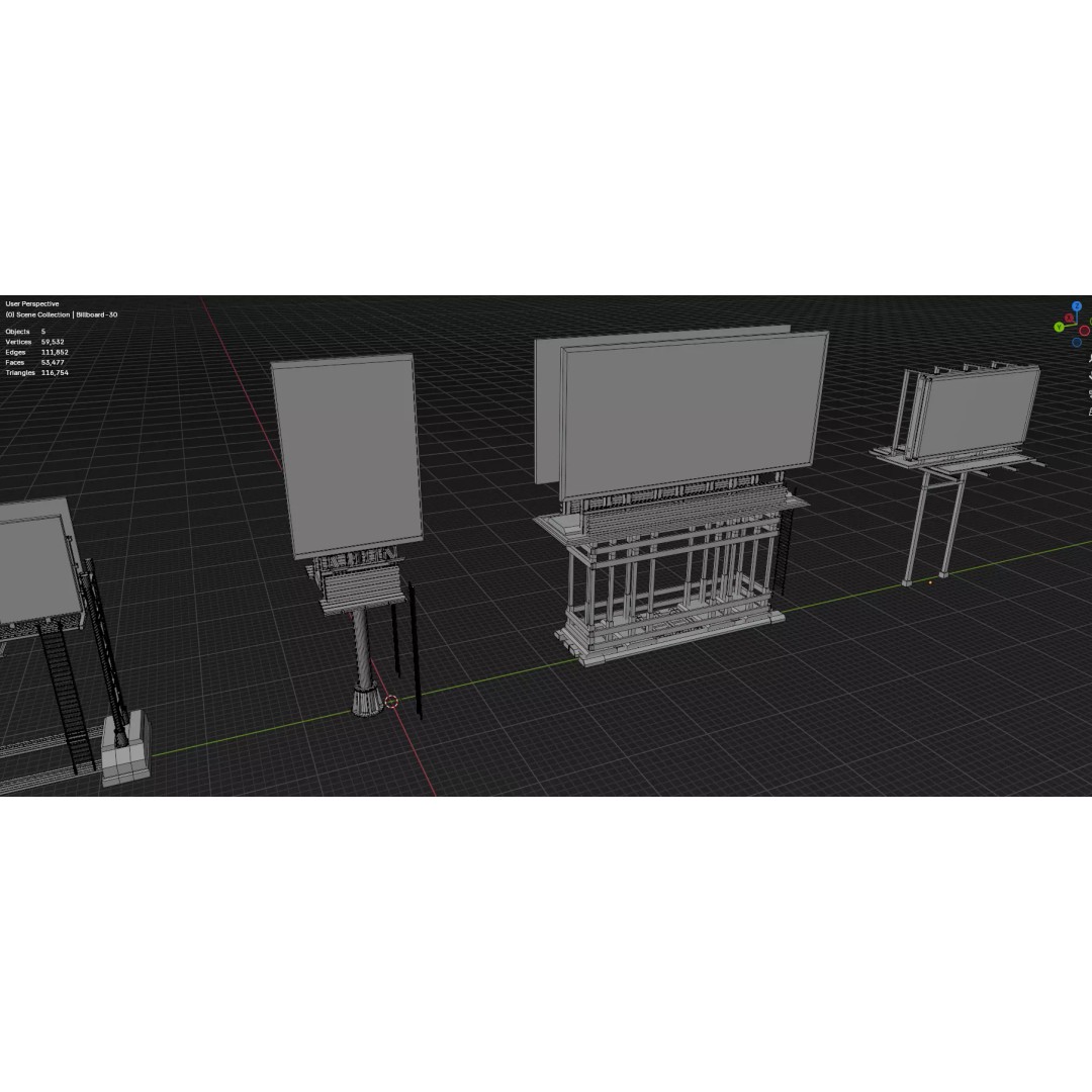Billboard 3D Model – Diverse Advertisement Pack, FBX & OBJ Formats - View 57