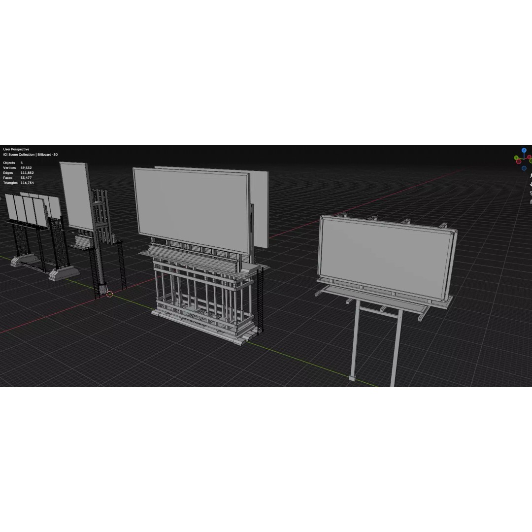 Billboard 3D Model – Diverse Advertisement Pack, FBX & OBJ Formats - View 59