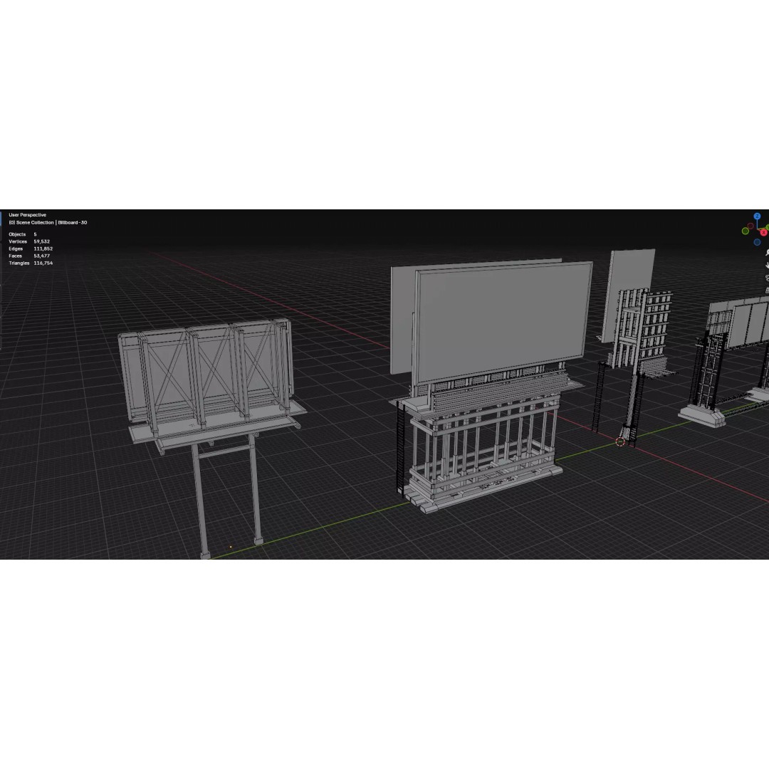 Billboard 3D Model – Diverse Advertisement Pack, FBX & OBJ Formats - View 60