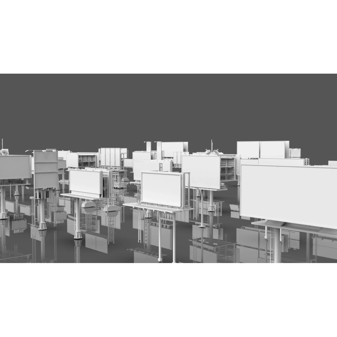 Billboard 3D Model – Diverse Advertisement Pack, FBX & OBJ Formats - View 7