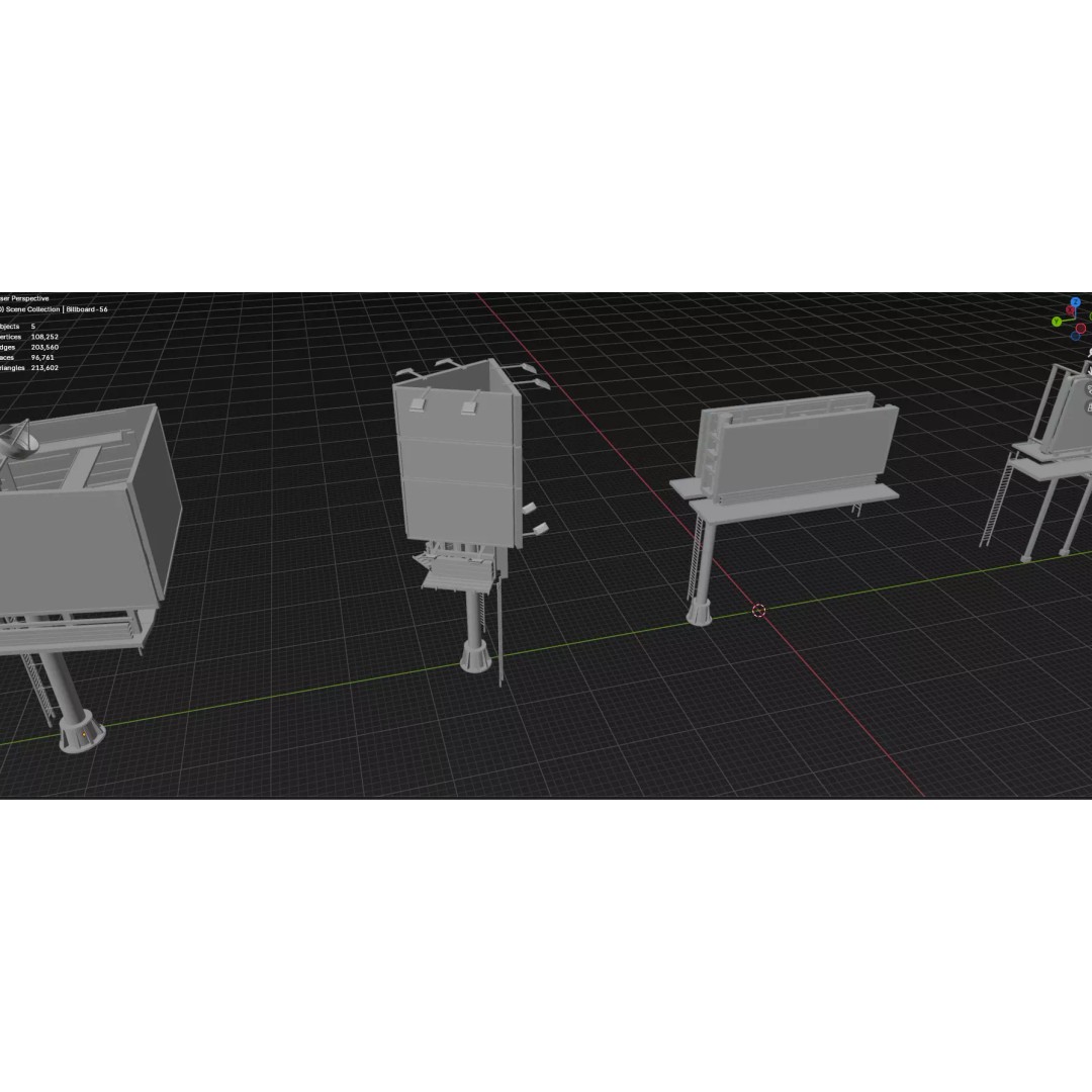 Billboard 3D Model – Diverse Advertisement Pack, FBX & OBJ Formats - View 77