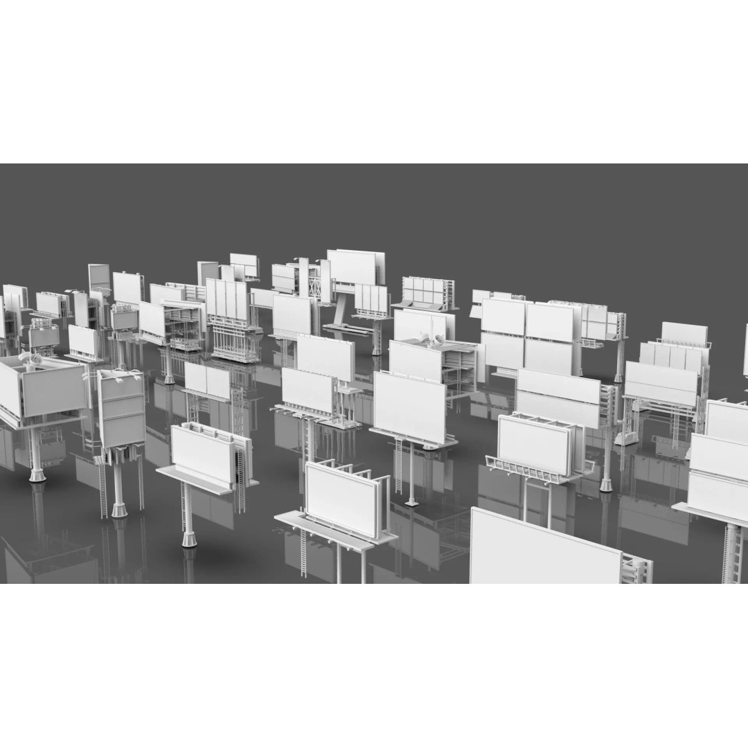 Billboard 3D Model – Diverse Advertisement Pack, FBX & OBJ Formats - View 8