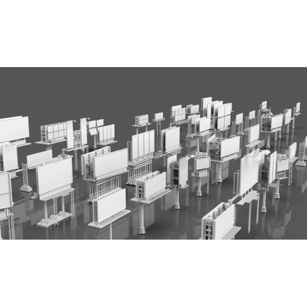 Billboard 3D Model – Diverse Advertisement Pack, FBX & OBJ Formats - View 9