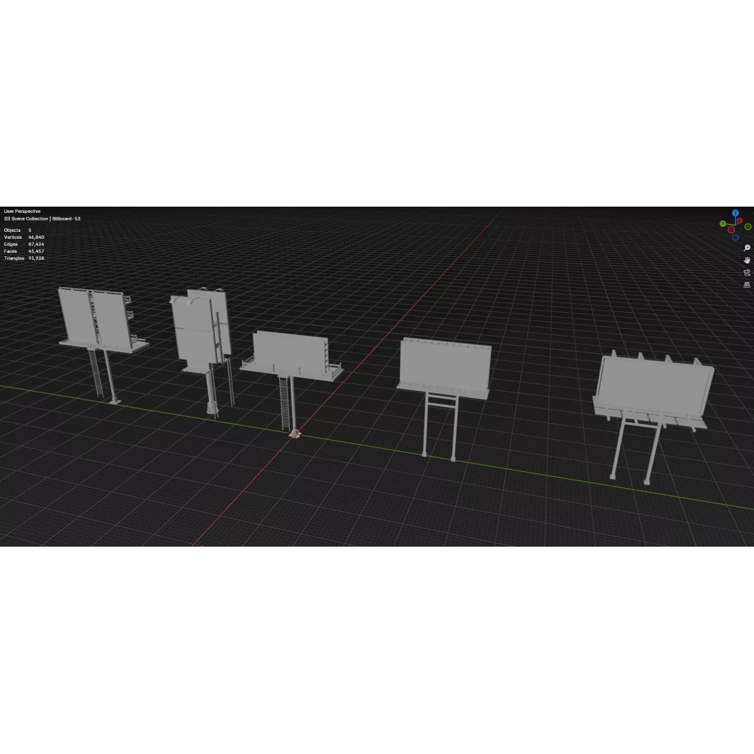 Billboard 3D Model – Diverse Advertisement Pack, FBX & OBJ Formats - View 90
