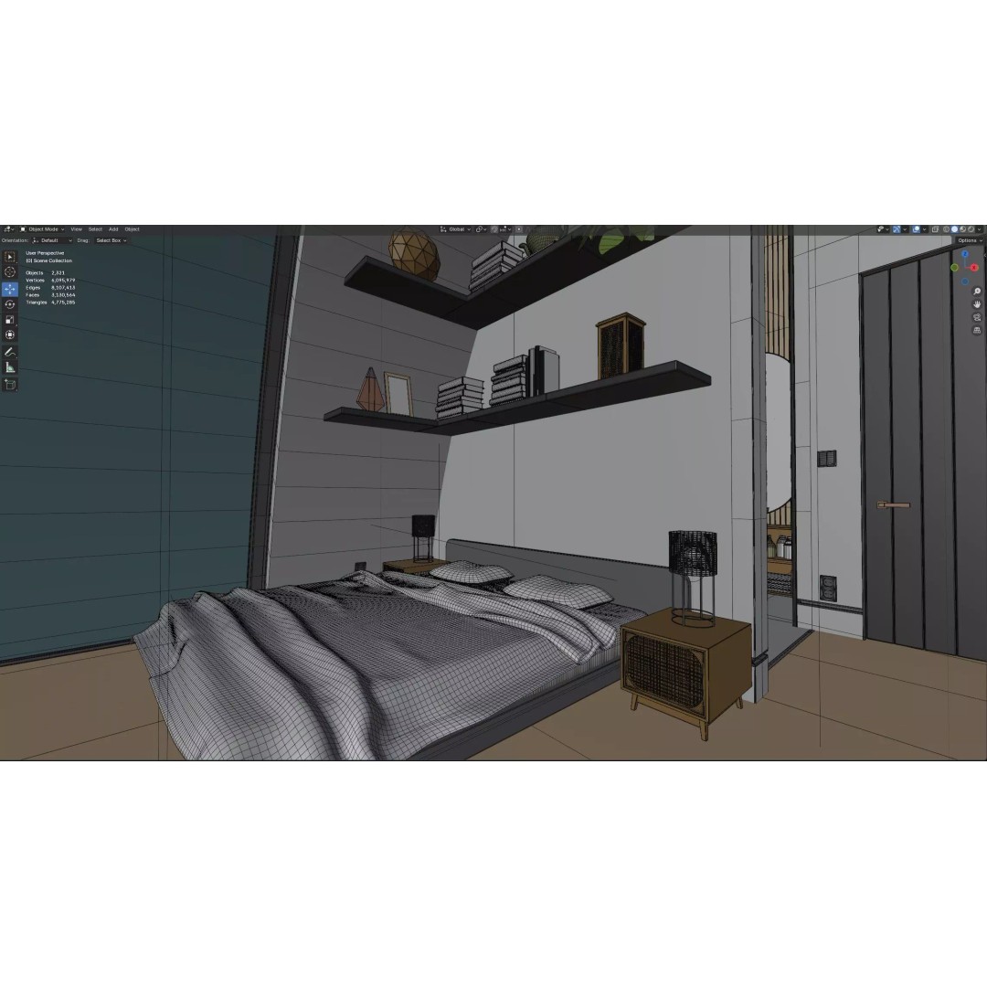 Modern Modular House 3D Model – Curved Roof Villa, Blender, FBX - View 21