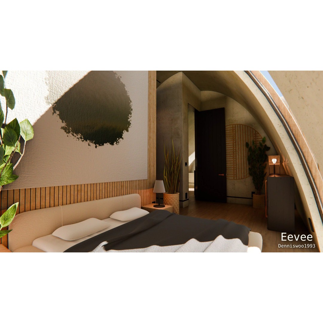 Modern Modular House 3D Model – Curved Roof Villa, Blender, FBX - View 22