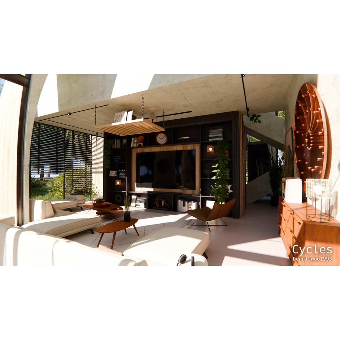 Modern Modular House 3D Model – Curved Roof Villa, Blender, FBX - View 5