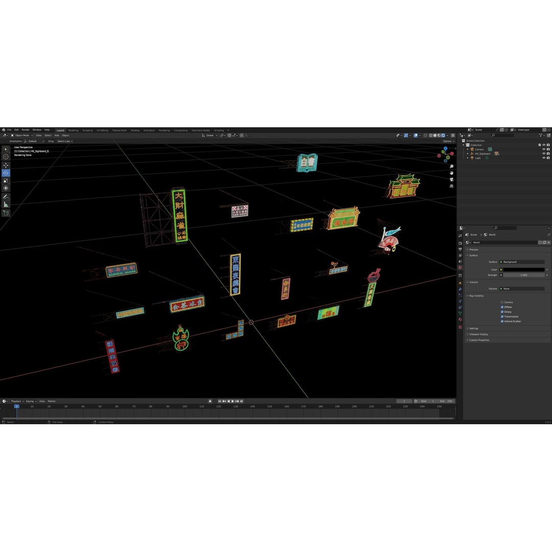 Hong Kong Neon Sign 3D Model – PBR Textures, Blender, Maya, Cinema4D - View 5