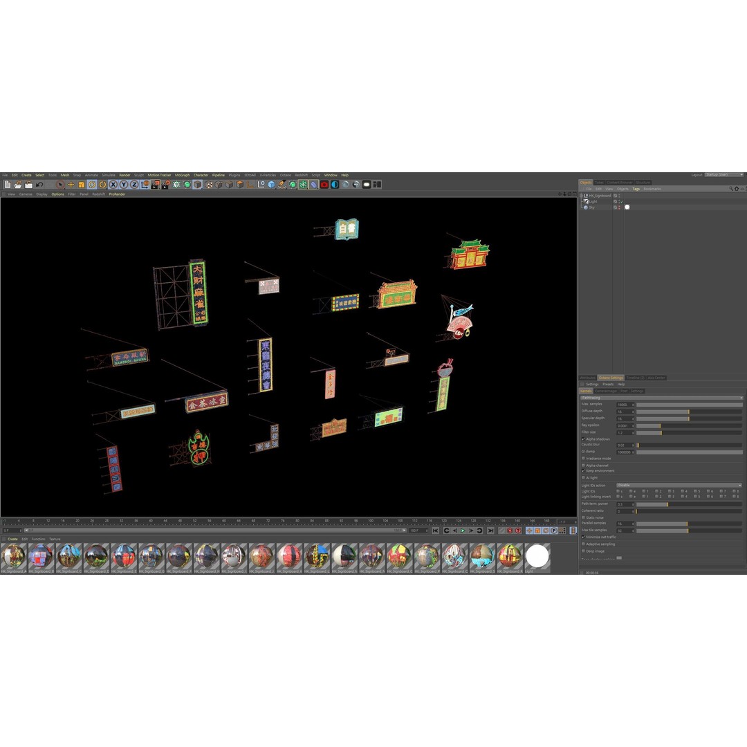 Hong Kong Neon Sign 3D Model – PBR Textures, Blender, Maya, Cinema4D - View 6