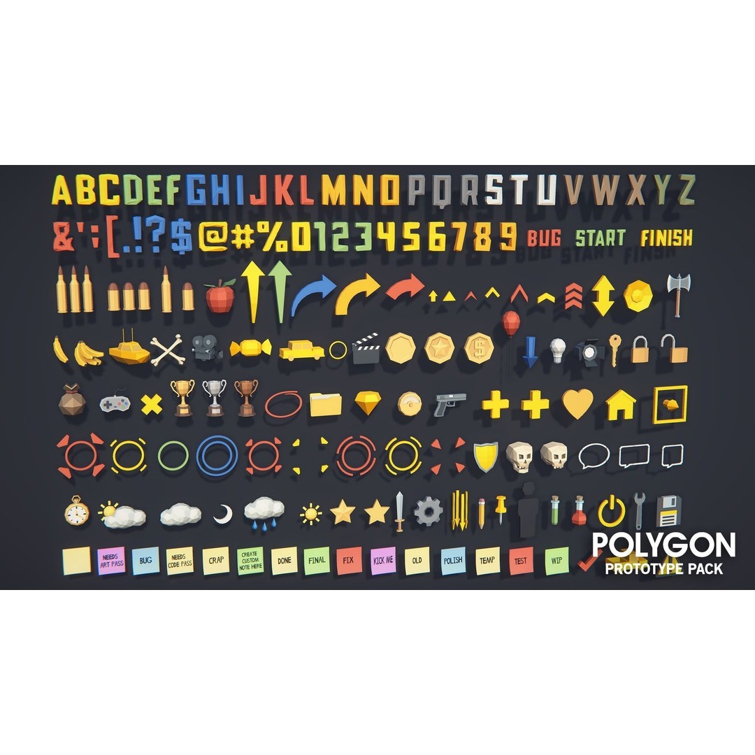 Prototype Asset Pack 3D Model – Low Poly Game Assets, FBX