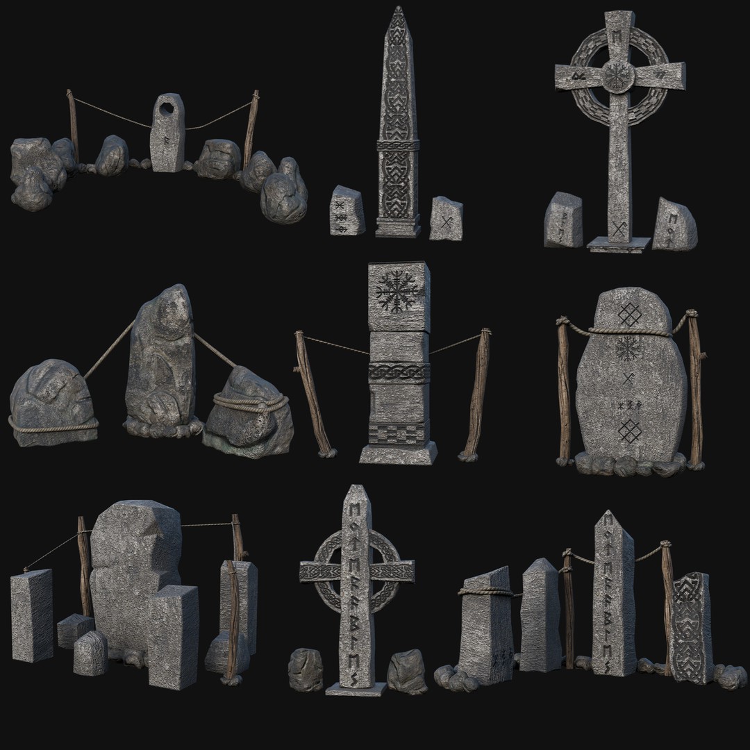 Viking Rock Structures 3D Model – Low Poly Game Ready PBR FBX/OBJ