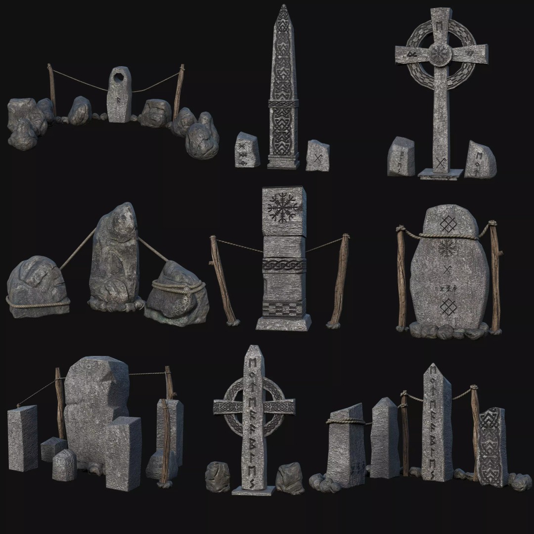 Viking Rock Structures 3D Model – Low Poly Game Ready PBR FBX/OBJ - View 2