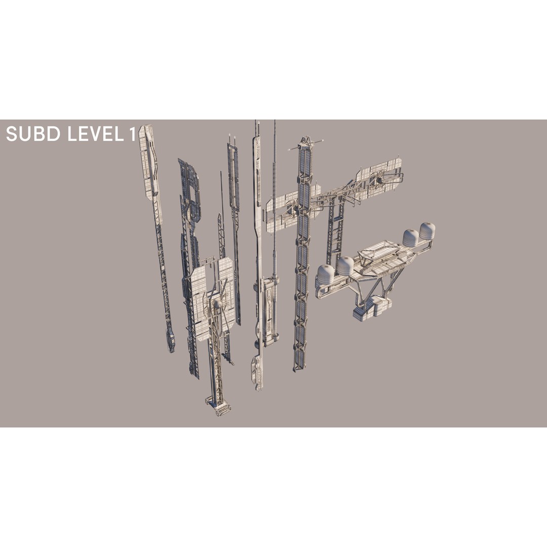 Scifi Radio Antennas 3D Model – Hard Surface Poly Assets, FBX, OBJ