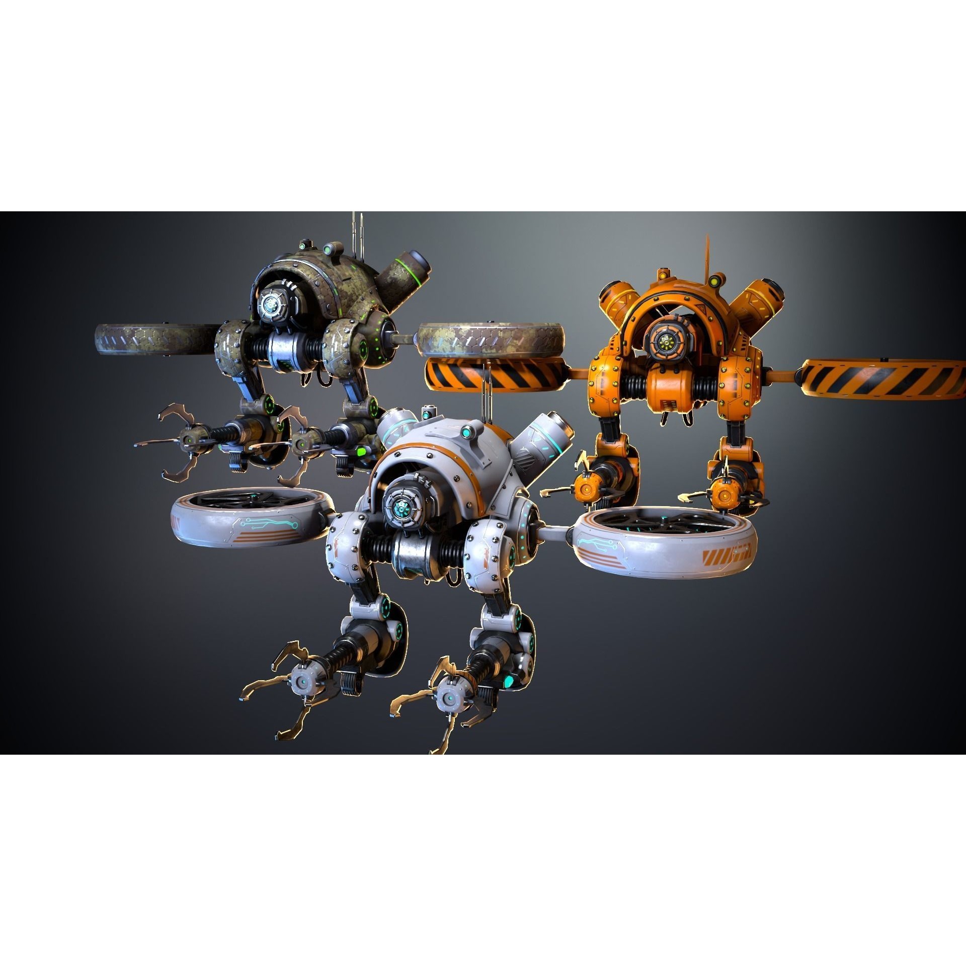 Sci-fi Drone 01 - Low-Poly Game-Ready 3D Model - View 4