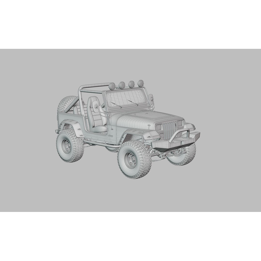 1987 Jeep Wrangler 3D Model – Custom High Poly Vehicle, FBX, Blender - View 11