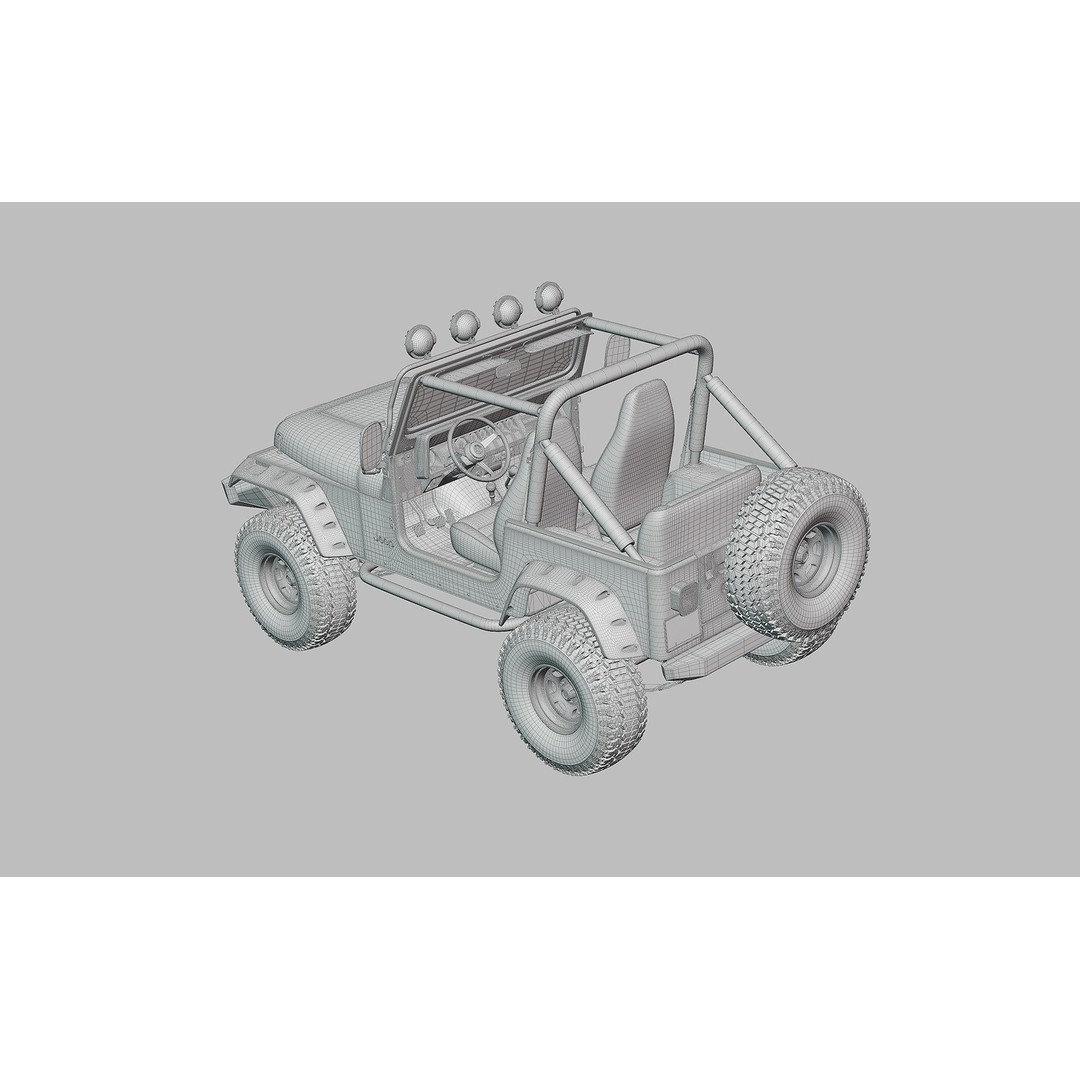1987 Jeep Wrangler 3D Model – Custom High Poly Vehicle, FBX, Blender - View 12