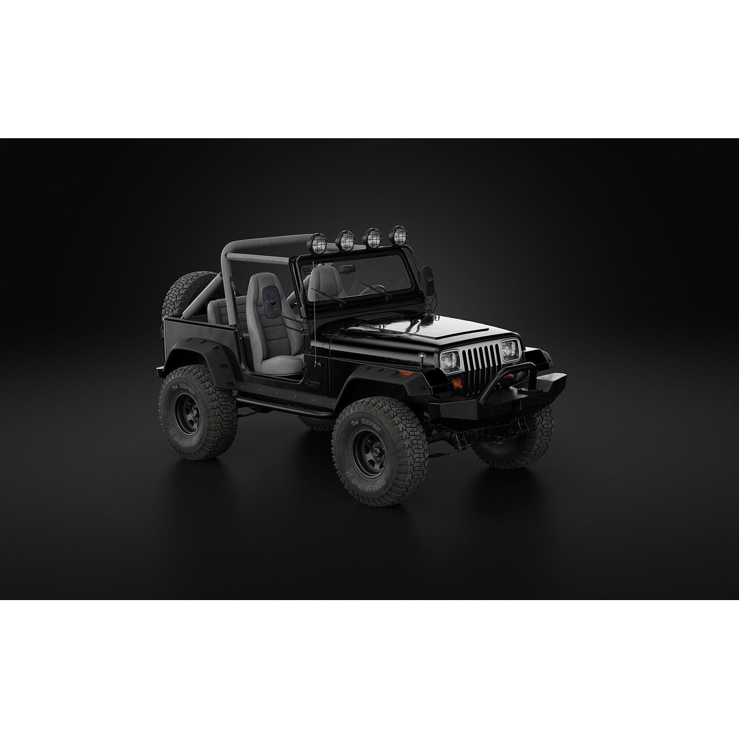1987 Jeep Wrangler 3D Model – Custom High Poly Vehicle, FBX, Blender - View 3