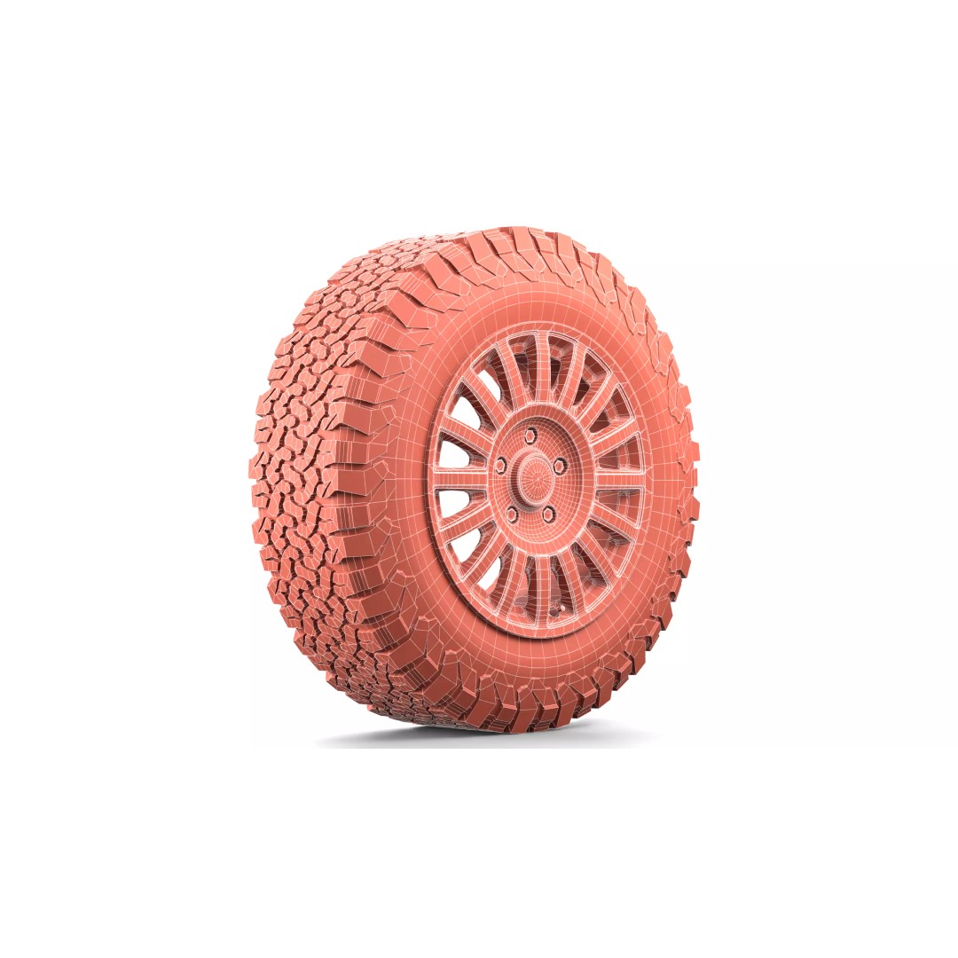 Offroad Car Wheel 3D Model – PBR Textured, FBX, Game-Ready - View 11